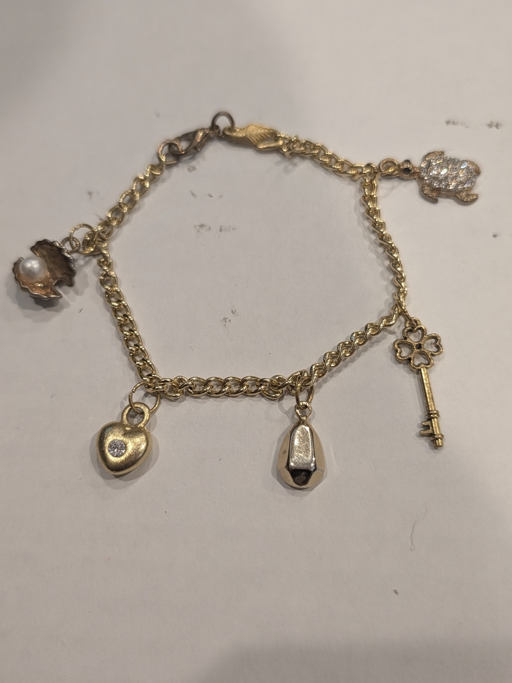 Y2K Gold Tone Charm Bracelet
